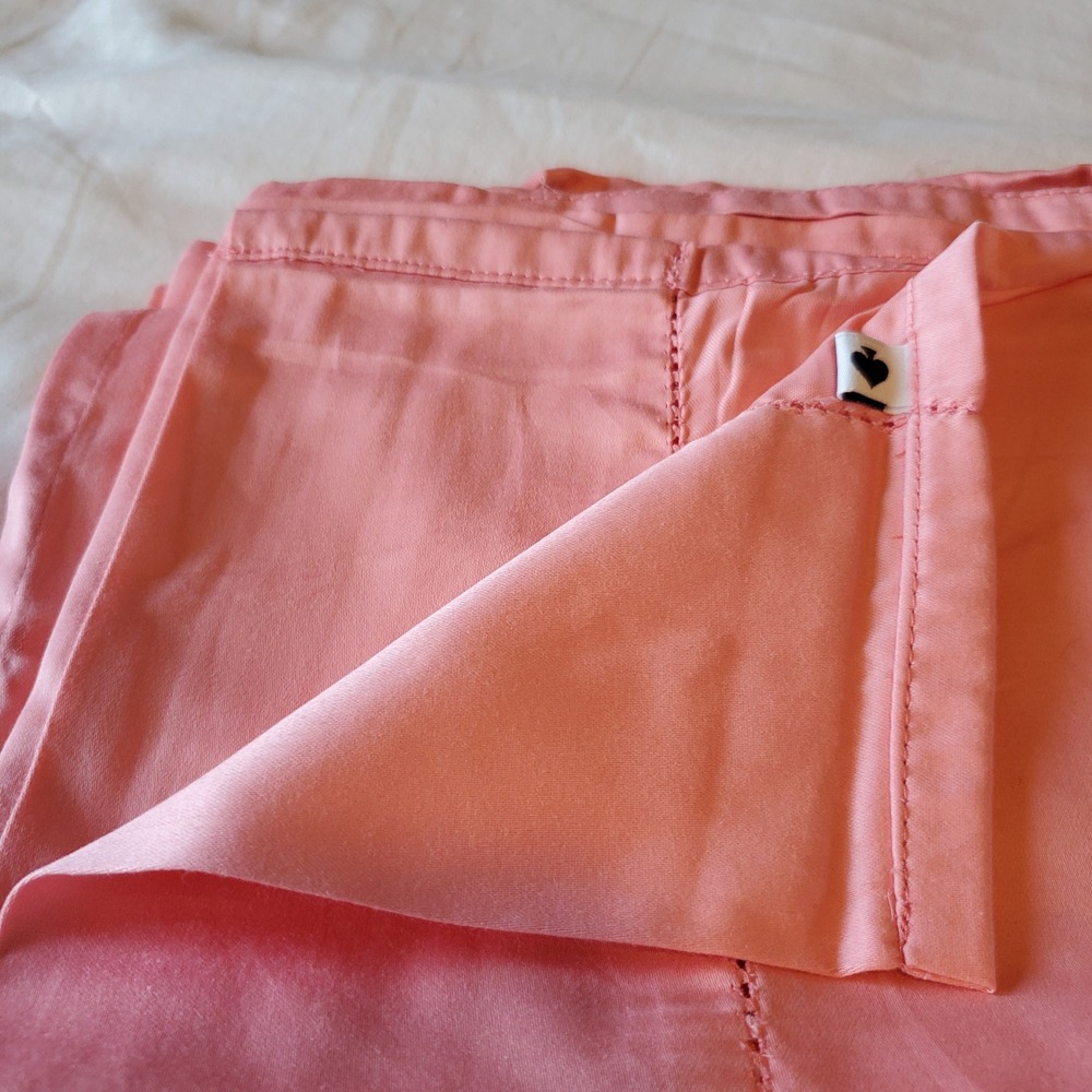 Kate Spade New York Queen Flat Sheet Coral Pink Sateen 100% Cotton Hemstitch
